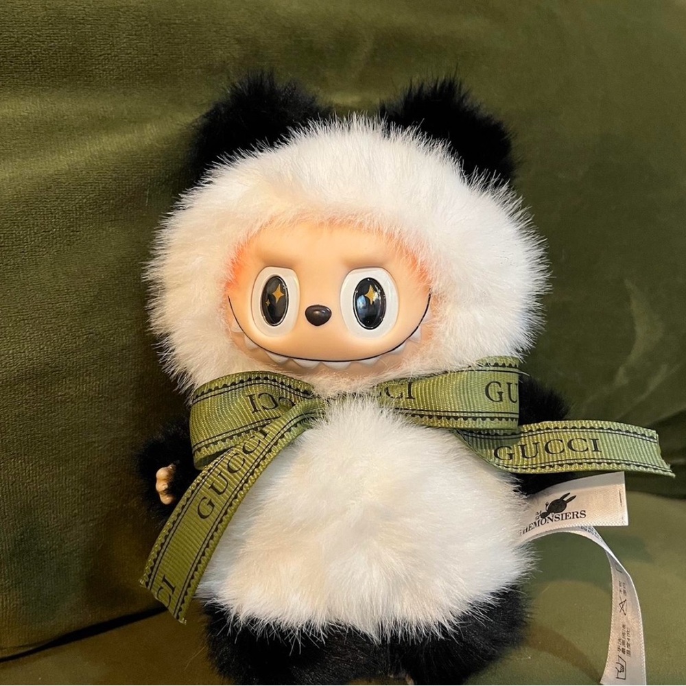 Gucci Panda Custom LabubooPlush Toy Green Ribbon